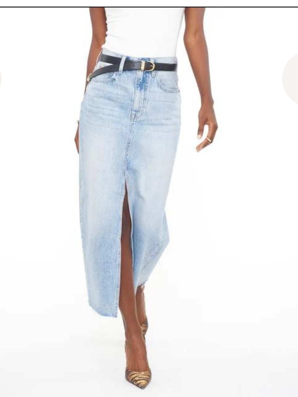 Pistola Alice Midi Denim Skirt with Center Slit